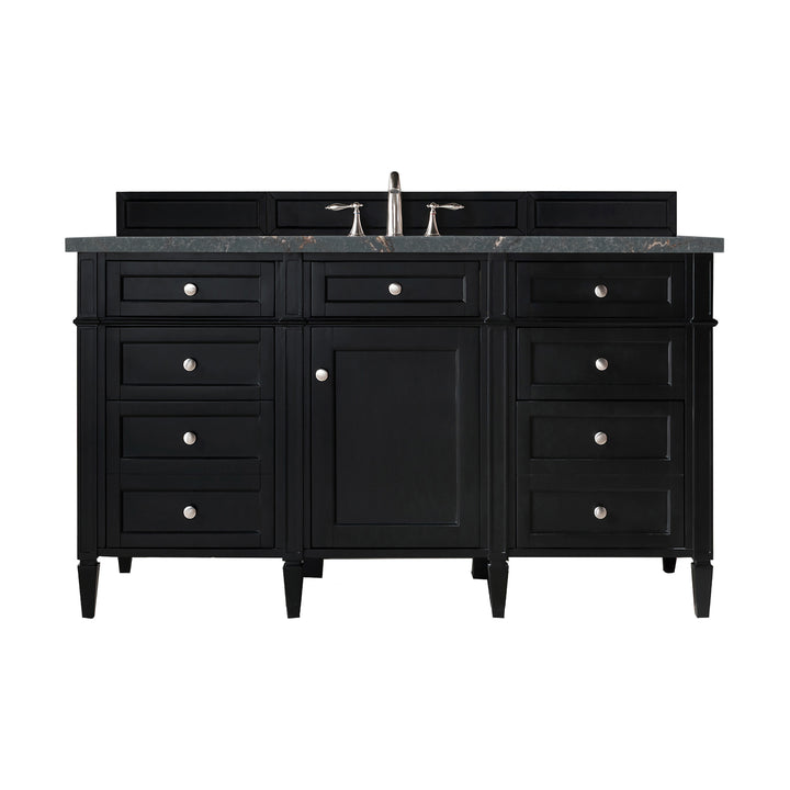 Brittany 60" Single Vanity, Black Onyx w/ 3 CM Parisien Bleu Silestone Top
