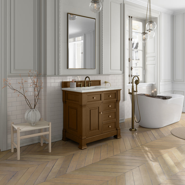 Brookfield 36" Single Vanity, Honey Oak w/ 3 CM Lime Delight Silestone® Top