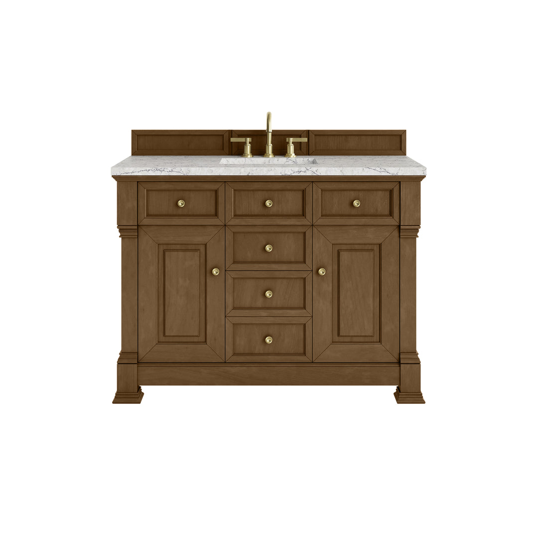 Brookfield 48" Single Vanity, Honey Oak w/ 3 CM Eternal Jasmine Pearl Silestone Top w/ FreePower Wireless Charger