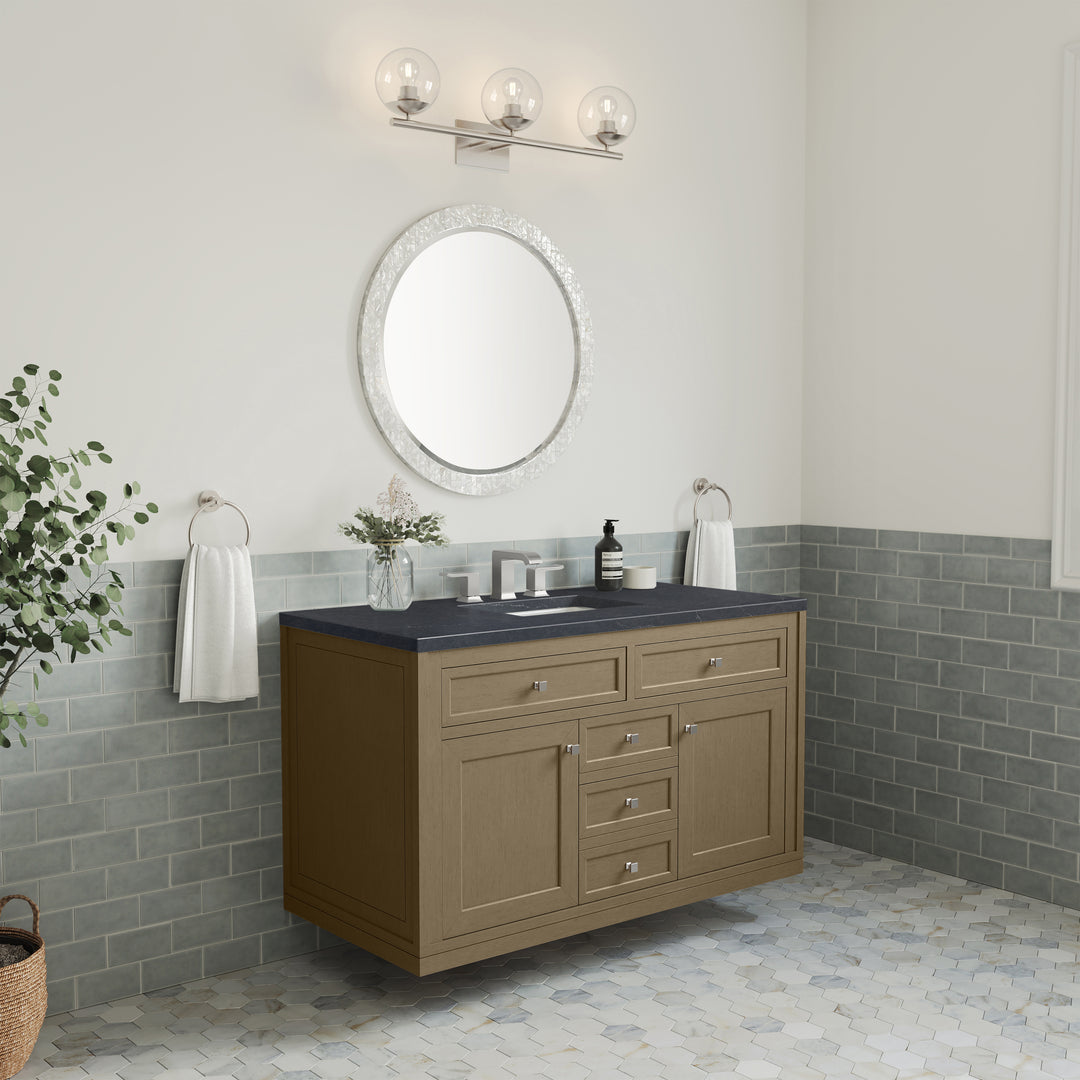 Chicago 48" Single Vanity, Walnut Whisper, w/ 3 CM Charcoal Soapstone Silestone® Top