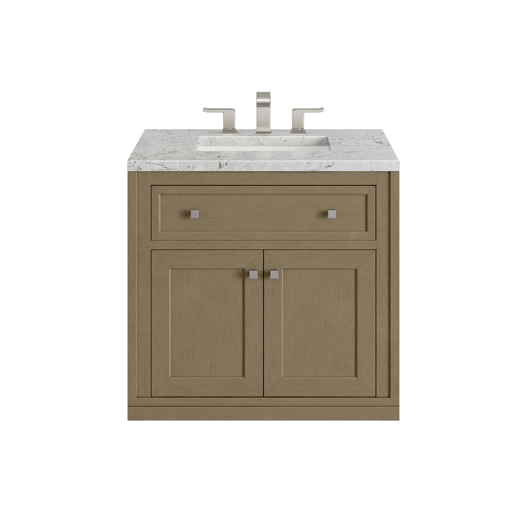 Chicago 30" Single Vanity, Walnut Whisper, w/ 3 CM Eternal Jasmine Pearl Silestone® Top