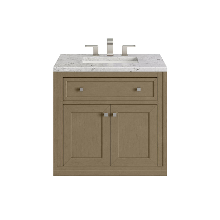 Chicago 30" Single Vanity, Walnut Whisper, w/ 3 CM Eternal Jasmine Pearl Silestone® Top