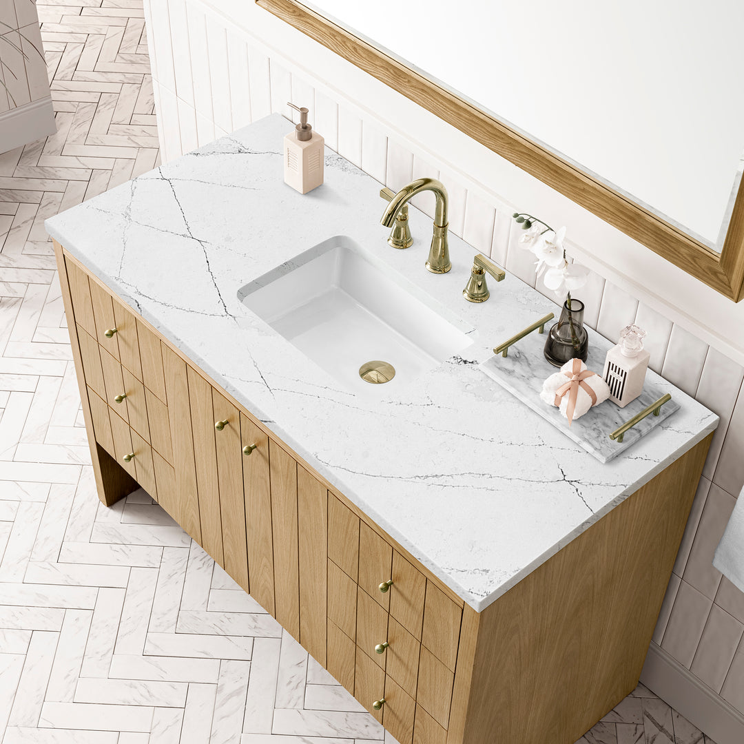 Hudson 48" Single Vanity, Light Natural Oak w/ 3 CM Ethereal Noctis Top