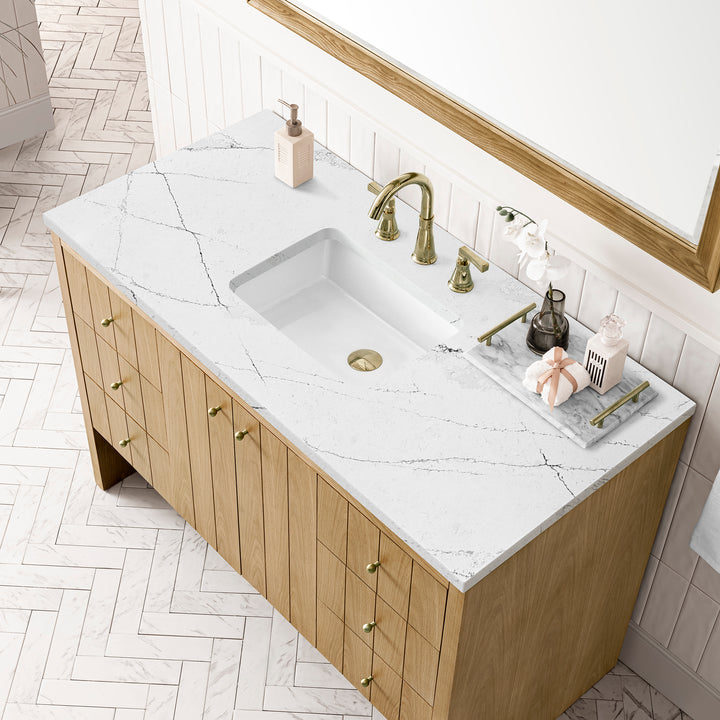 Hudson 48" Single Vanity, Light Natural Oak w/ 3 CM Ethereal Noctis Top