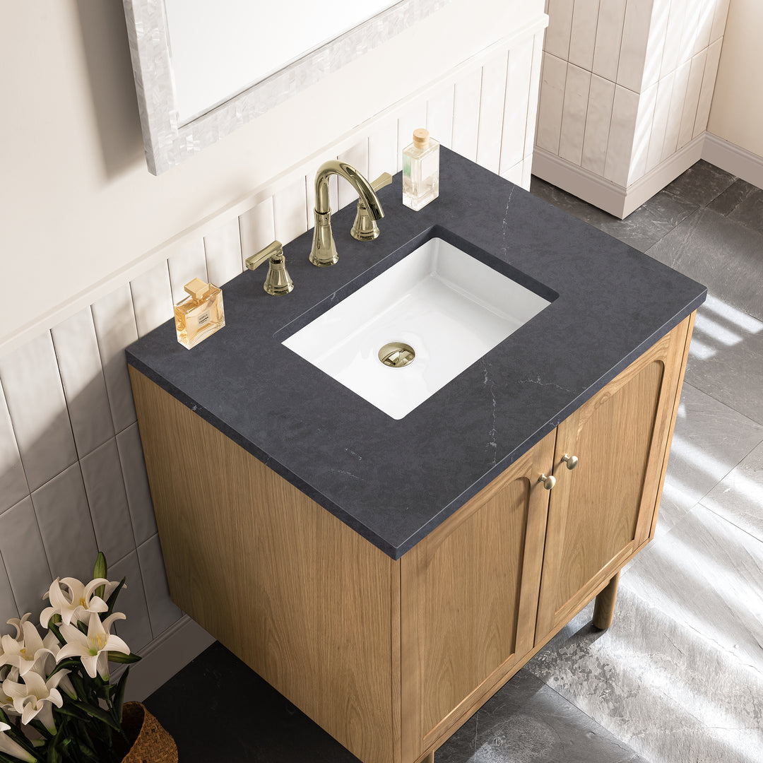 Laurent 30" Single Vanity, Light Natural Oak w/ 3 CM Charcoal Soapstone Top
