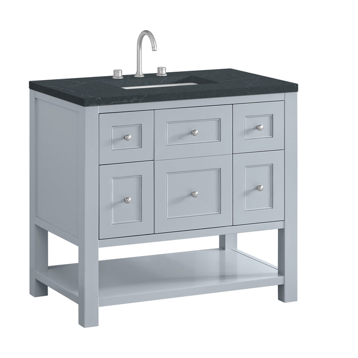 Breckenridge 36" Single Vanity, Serenity Blue, w/ 3 CM Charcoal Soapstone Quartz Top