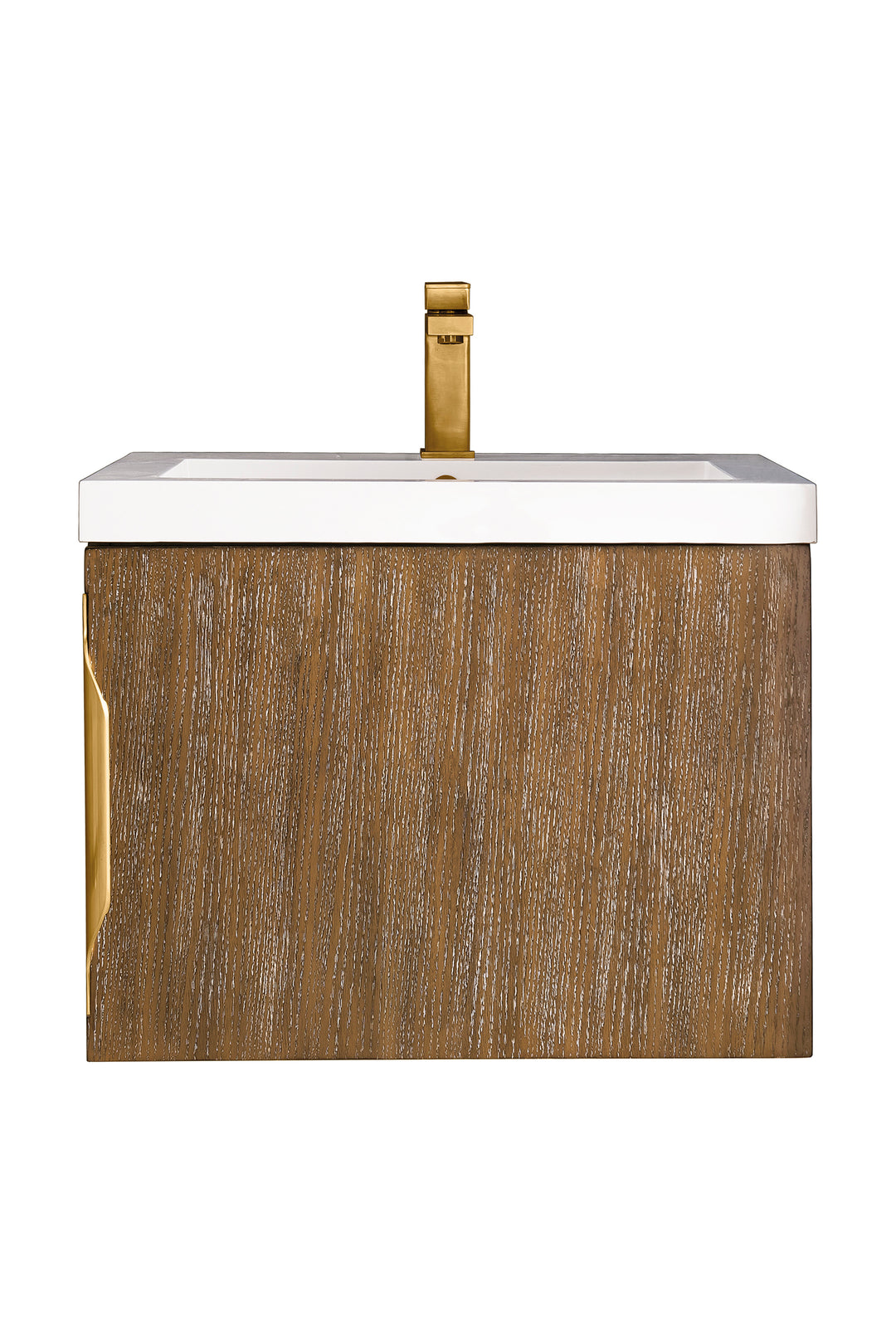 Columbia 24" Single Vanity, Latte Oak w/ White Glossy Composite Stone Top