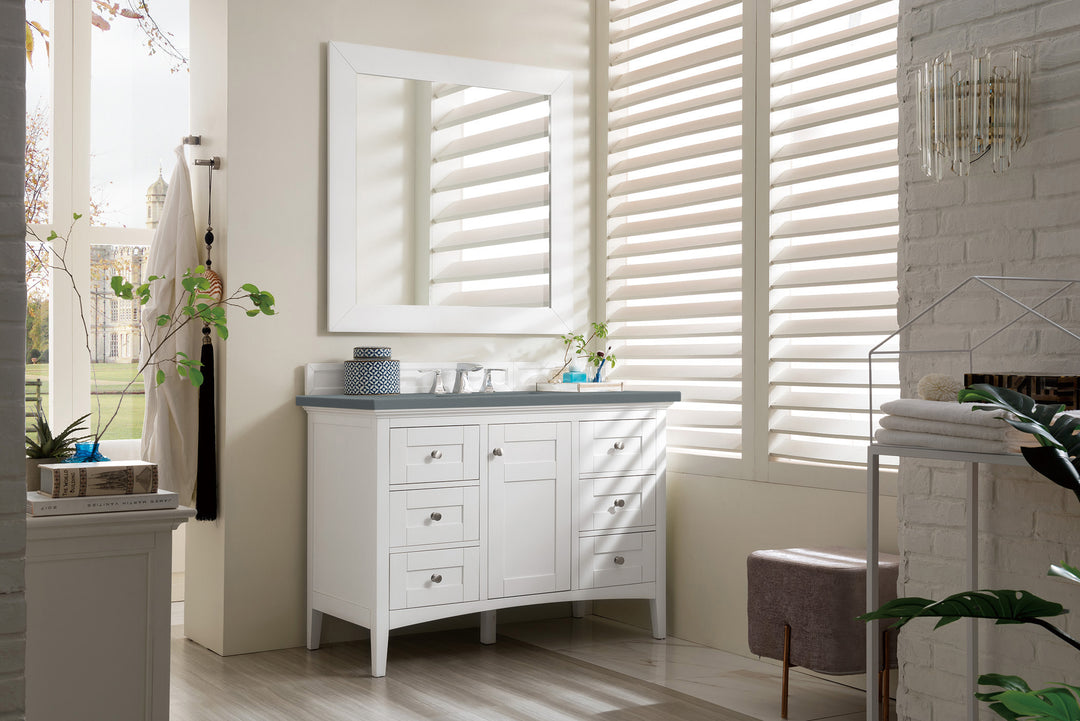 Palisades 48" Single Vanity, Bright White w/ 3 CM Cala Blue Silestone Top