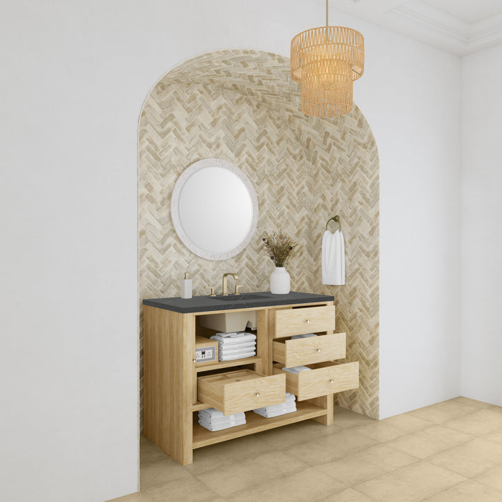 Marigot 48" Single Vanity, Sunwashed Oak w/ 3 CM Charcoal Soapstone Silestone Top