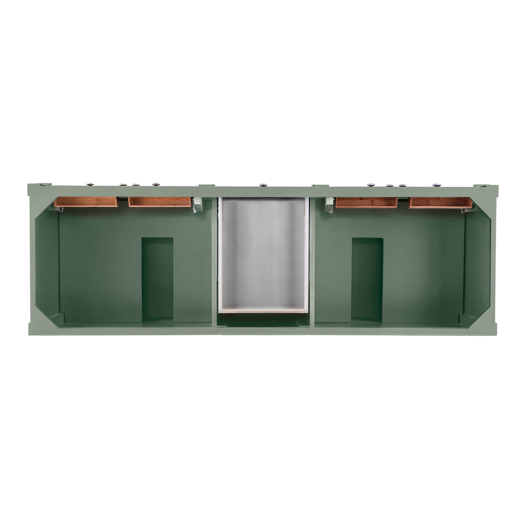 Brittany 72" Double Vanity, Smokey Celadon w/ 3 CM Victorian Silver Top w/FreePower Wireless Charger