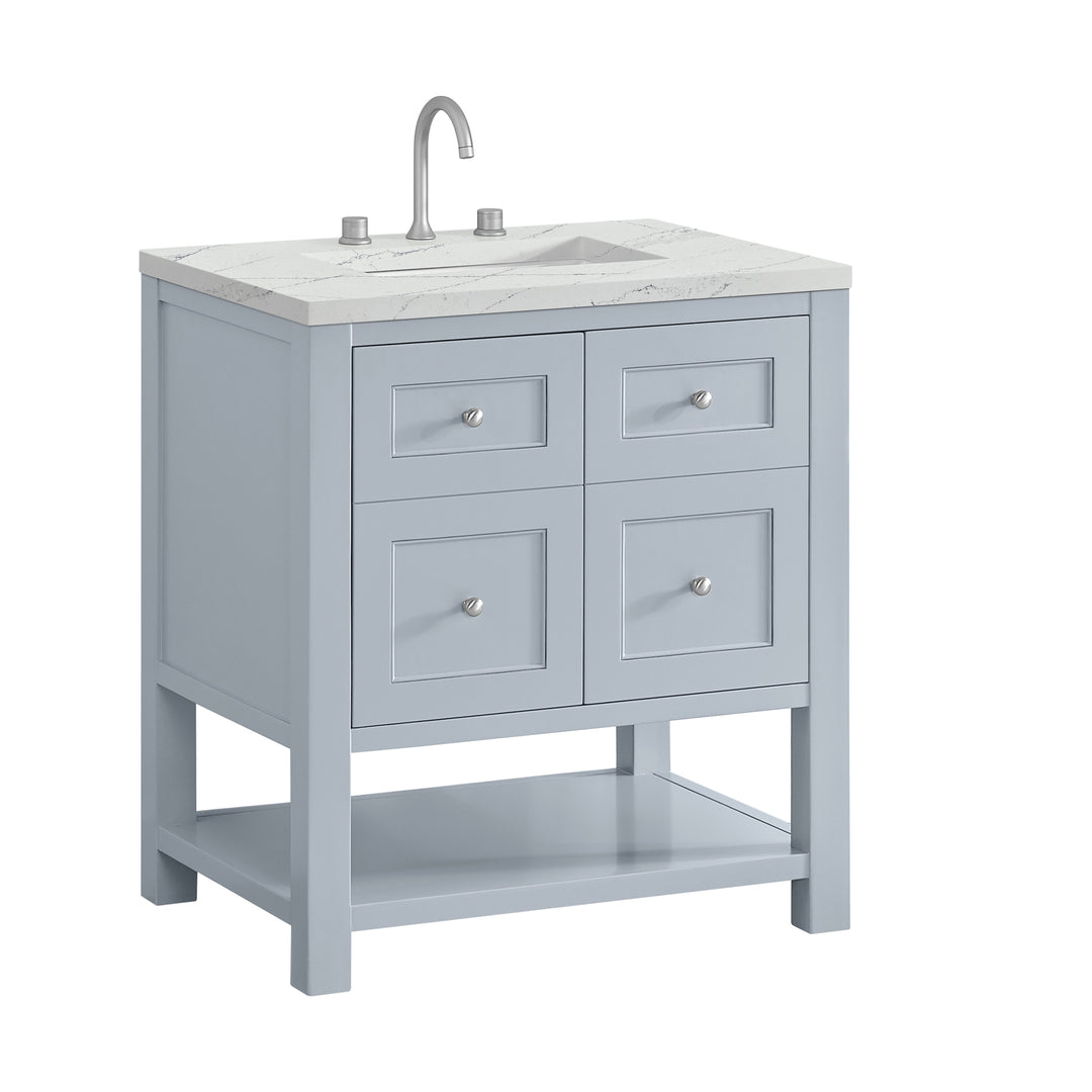Breckenridge 30" Single Vanity, Serenity Blue, w/ 3 CM Ethereal Noctis Quartz Top