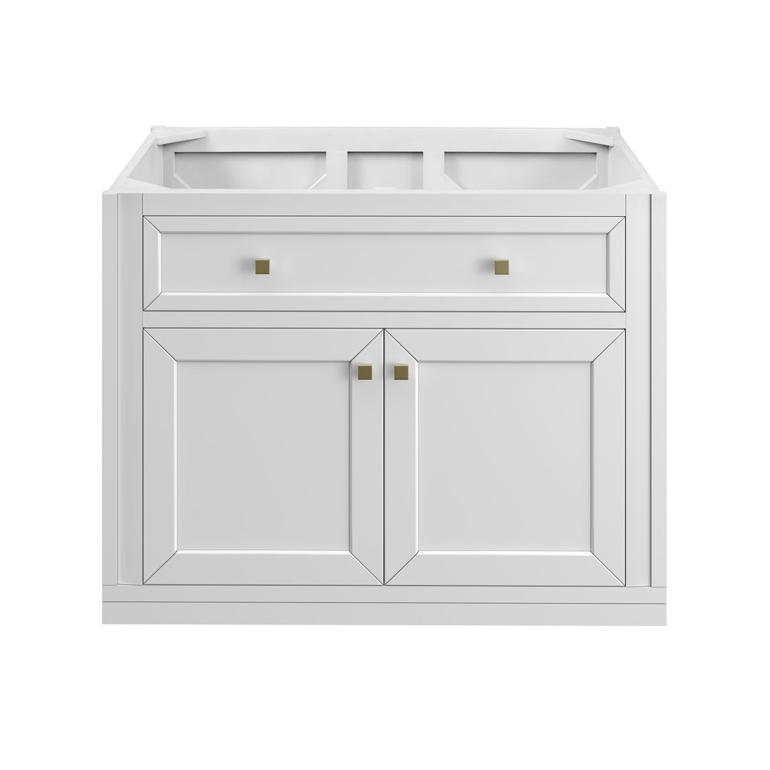 Chicago 36" Single Vanity, Glossy White, w/ 3 CM Carrara Marble Top