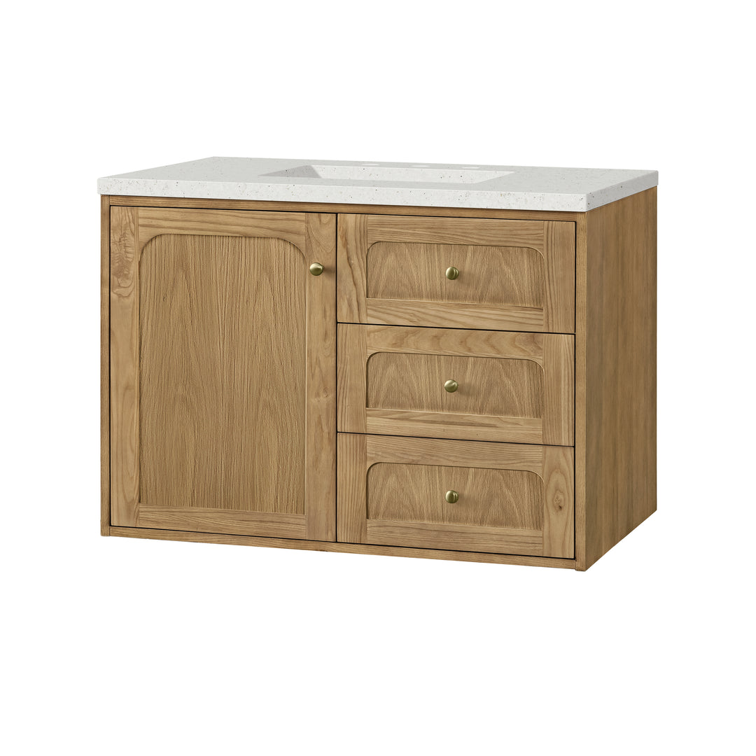Laurent 36" Single Vanity, Light Natural Oak w/ 3 CM Lime Delight Top