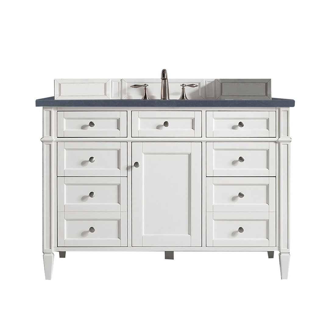 Brittany 48" Single Vanity, Bright White w/ 3 CM Charcoal Soapstone Silestone Top