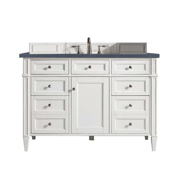 Brittany 48" Single Vanity, Bright White w/ 3 CM Charcoal Soapstone Silestone Top