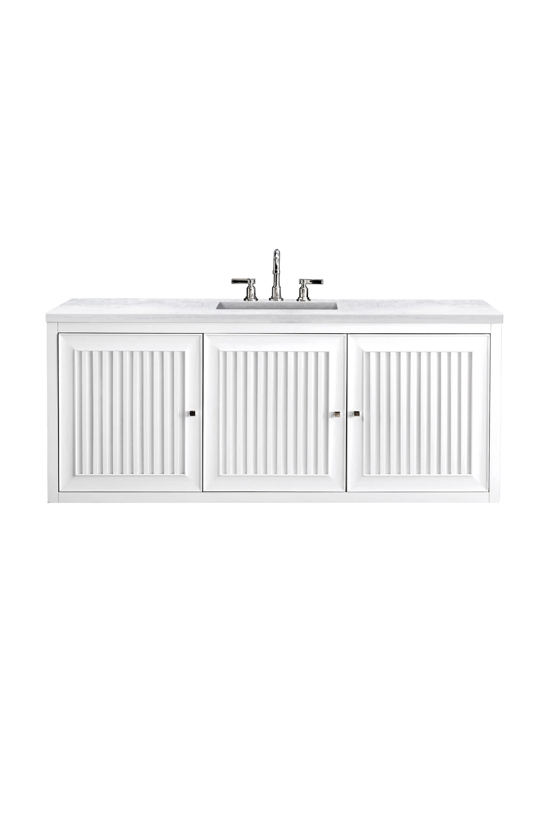 Athens 60" Single Vanity, Glossy White w/ 3 CM Arctic Fall Solid Surface Top