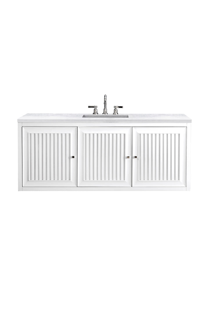 Athens 60" Single Vanity, Glossy White w/ 3 CM Arctic Fall Solid Surface Top