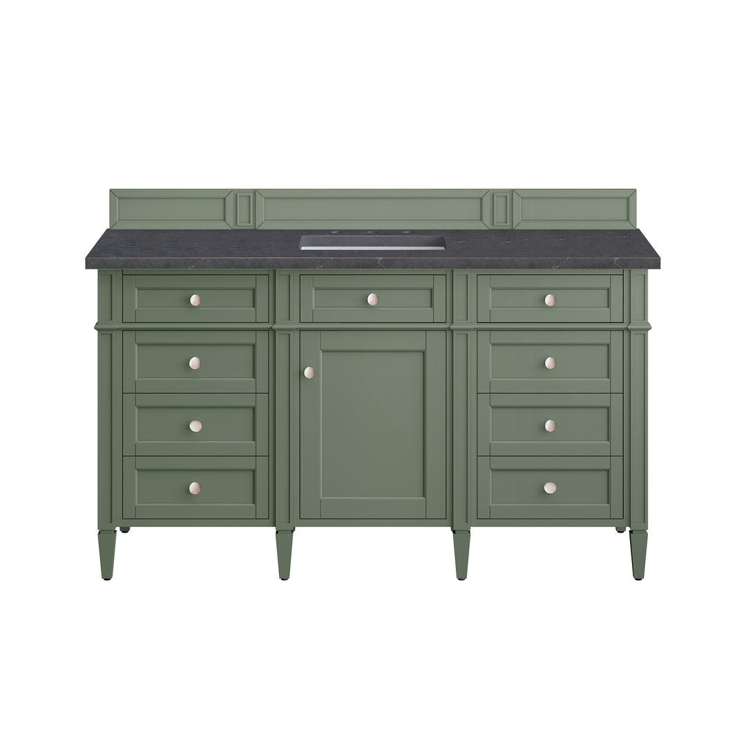 Brittany 60" Single Vanity, Smokey Celadon w/ 3 CM Charcoal Soapstone Top