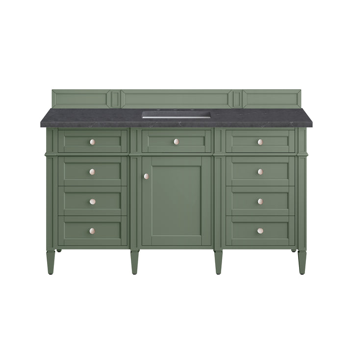 Brittany 60" Single Vanity, Smokey Celadon w/ 3 CM Charcoal Soapstone Top