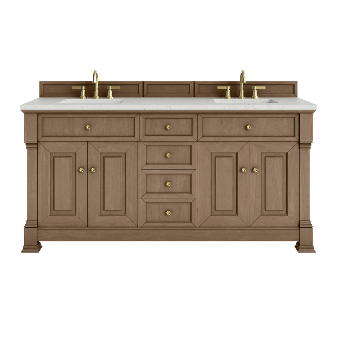 Brookfield 72" Double Vanity, Pecan w/ 3 CM Lime Delight Silestone® Top