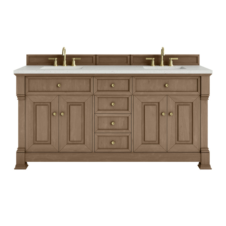 Brookfield 72" Double Vanity, Pecan w/ 3 CM Lime Delight Silestone® Top