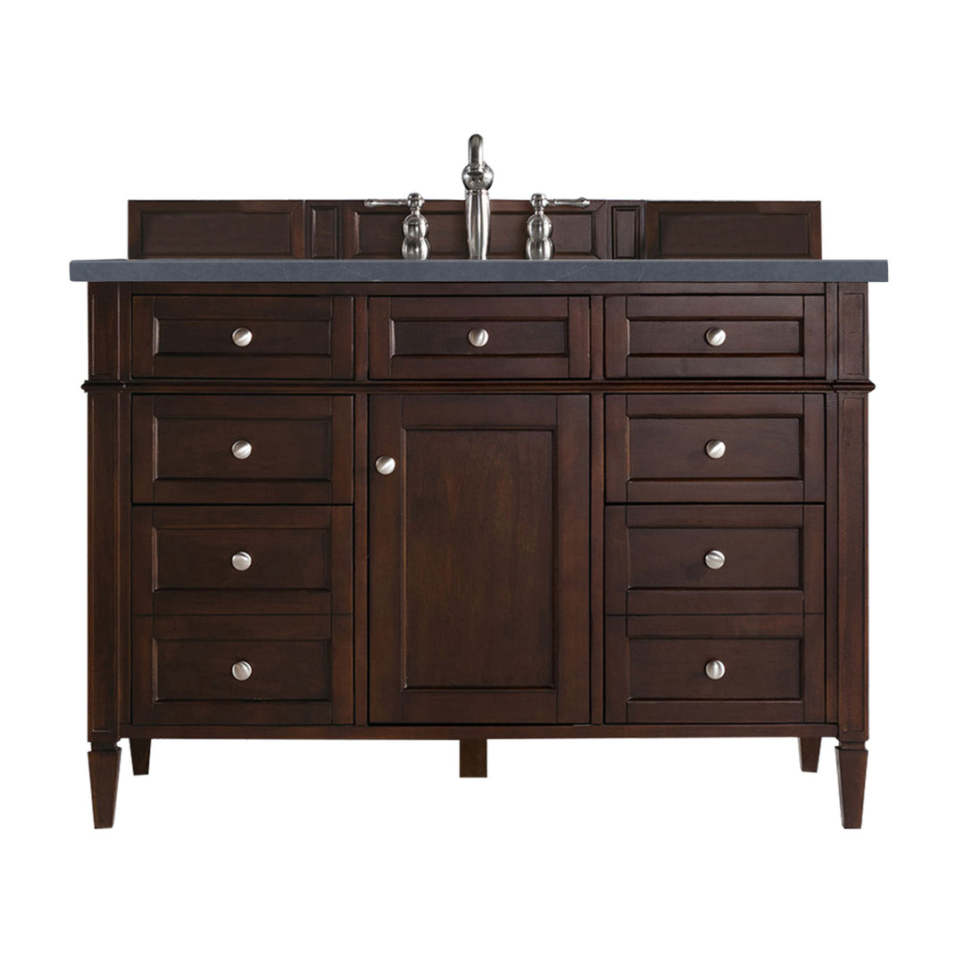 Brittany 48" Single Vanity, Burnished Mahogany w/ 3 CM Charcoal Soapstone Silestone Top