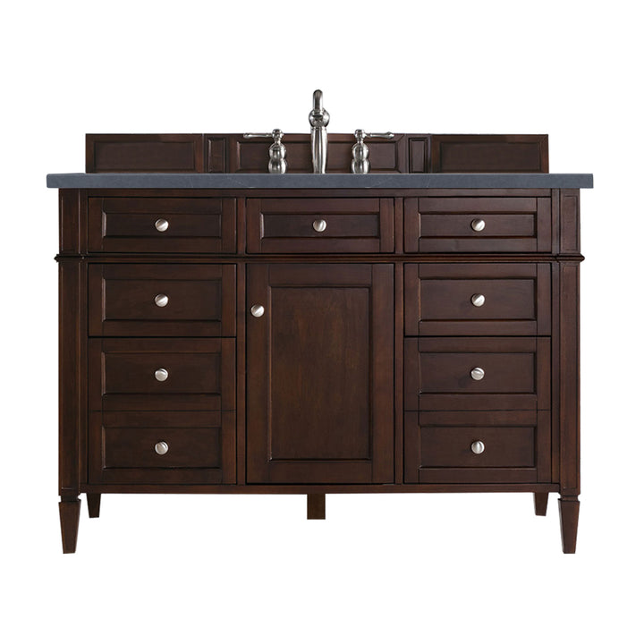 Brittany 48" Single Vanity, Burnished Mahogany w/ 3 CM Charcoal Soapstone Silestone Top
