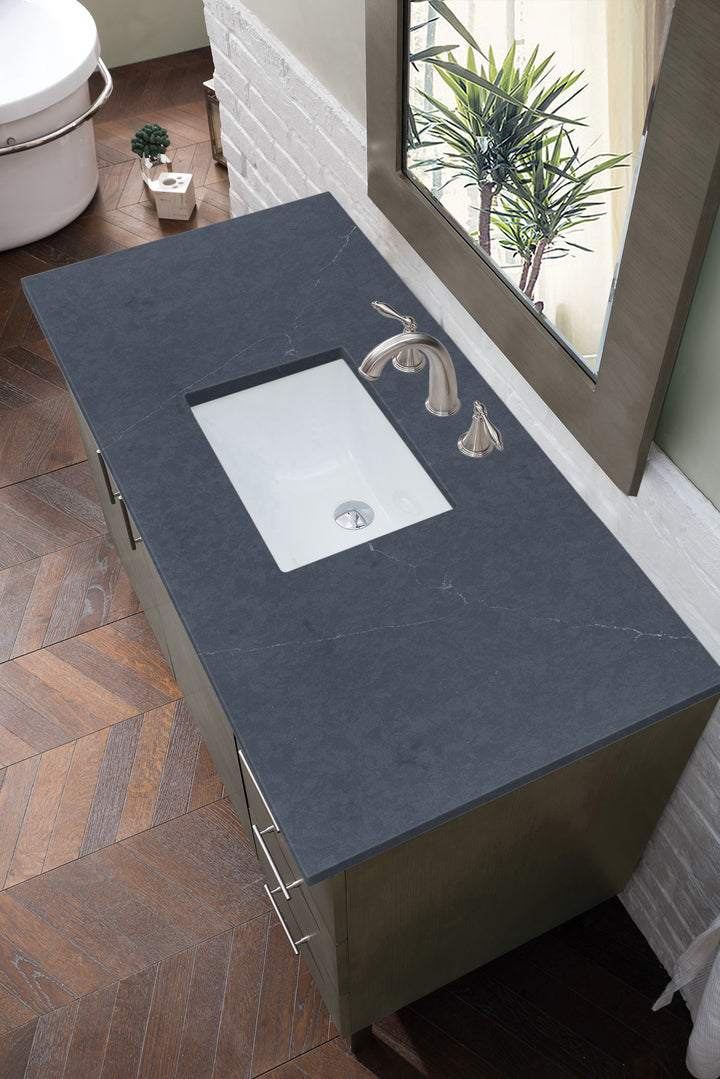 Metropolitan 48" Single Vanity, Silver Oak w/ 3 CM Charcoal Soapstone Silestone Top