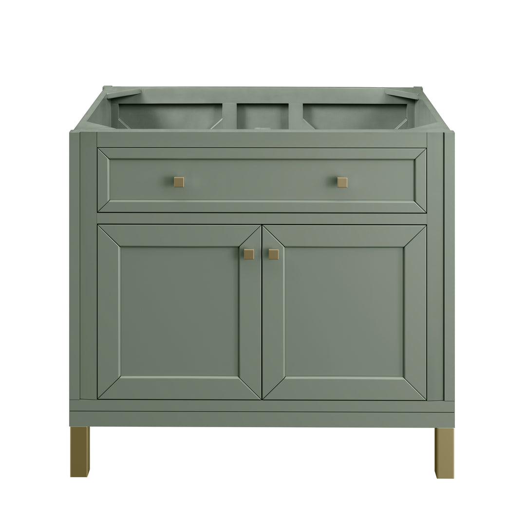 Chicago 36" Single Vanity, Smokey Celadon, w/ 3 CM Victorian Silver Silestone® Top