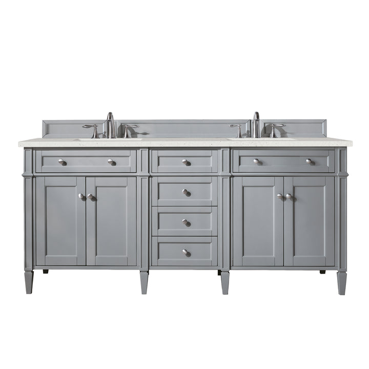 Brittany 72" Double Vanity, Urban Gray w/ 3 CM Lime Delight Silestone Top