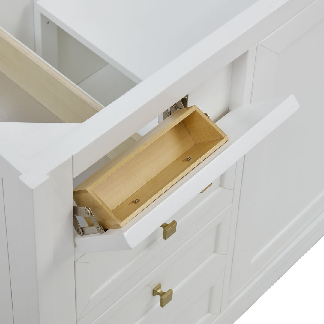 Chicago 60" Double Vanity, Glossy White, w/ 3 CM Ethereal Noctis Silestone® Top