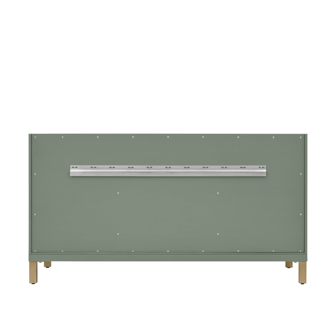 Chicago 60" Double Vanity, Smokey Celadon, w/ 3 CM Eternal Jasmine Pearl Silestone® Top w/FreePower Wireless Charger