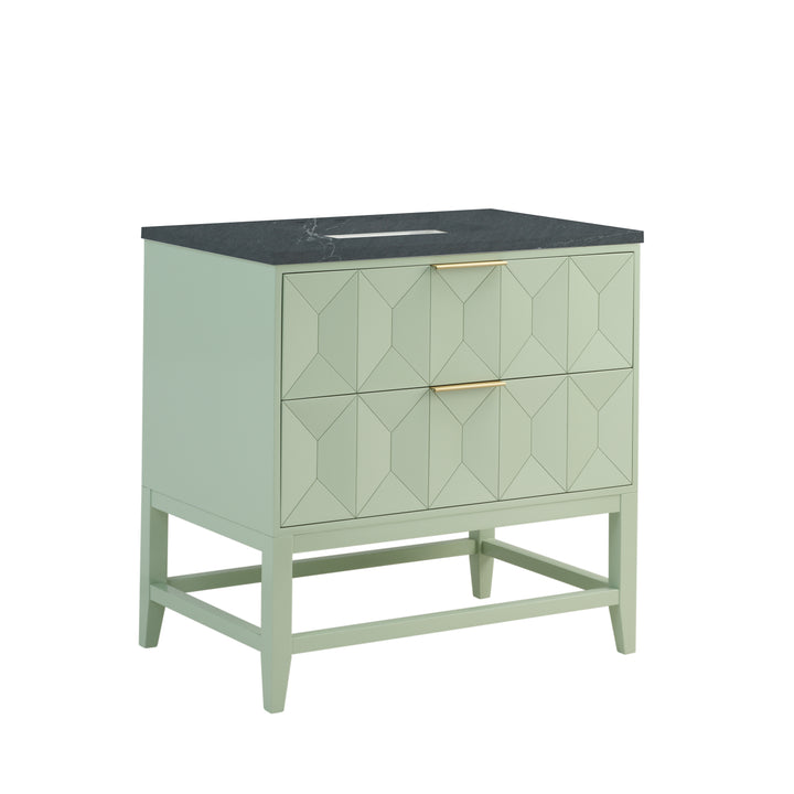 Emmeline 36" Single Vanity, Pistachio w/ 3 CM Charcoal Soapstone Top