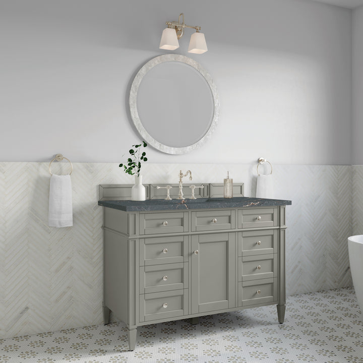 Brittany 48" Single Vanity, Urban Gray w/ 3 CM Parisien Bleu Silestone Top