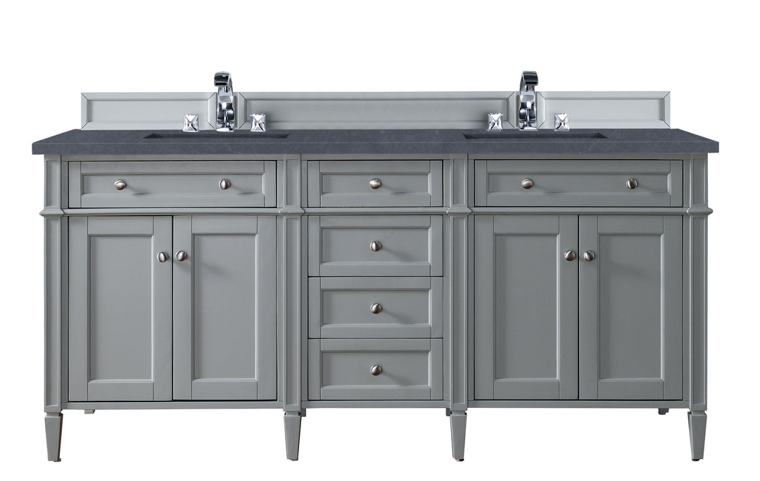 Brittany 72" Double Vanity, Urban Gray w/ 3 CM Charcoal Soapstone Silestone Top