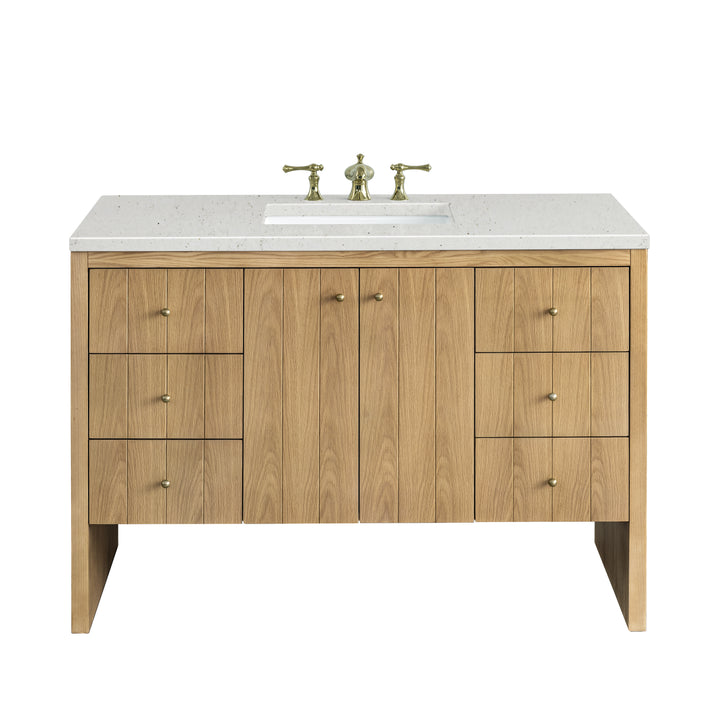 Hudson 48" Single Vanity, Light Natural Oak w/ 3 CM Lime Delight Top