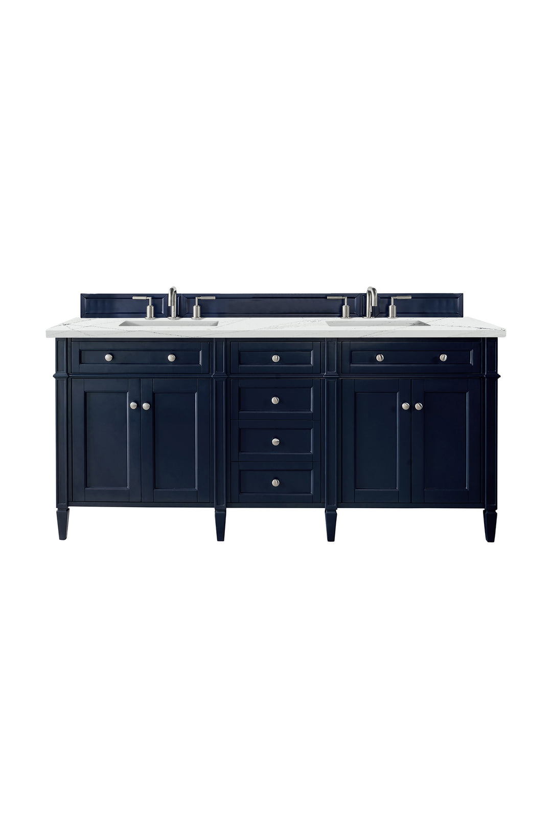 Brittany 72" Double Vanity, Victory Blue w/ 3 CM Ethereal Noctis Silestone Top w/FreePower Wireless Charger