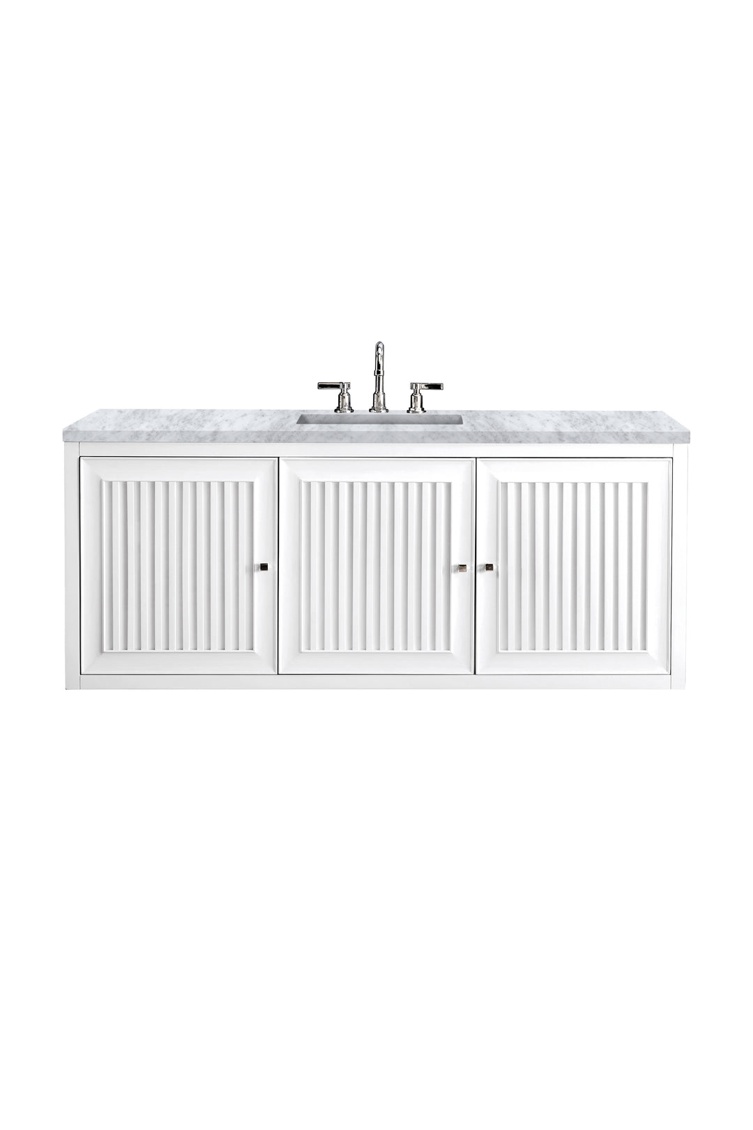 Athens 60" Single Vanity, Glossy White w/ 3 CM Carrara White Top