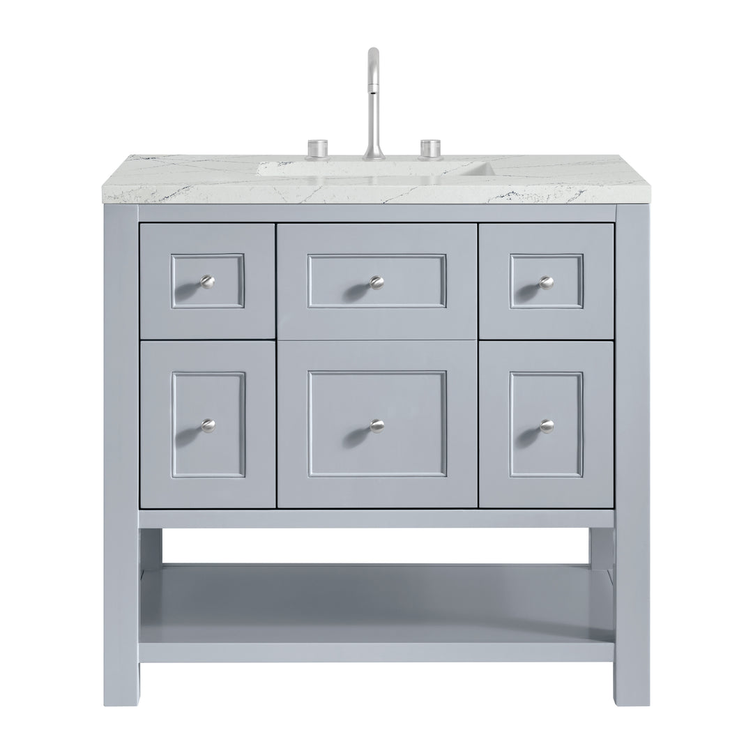 Breckenridge 36" Single Vanity, Serenity Blue, w/ 3 CM Ethereal Noctis Quartz Top