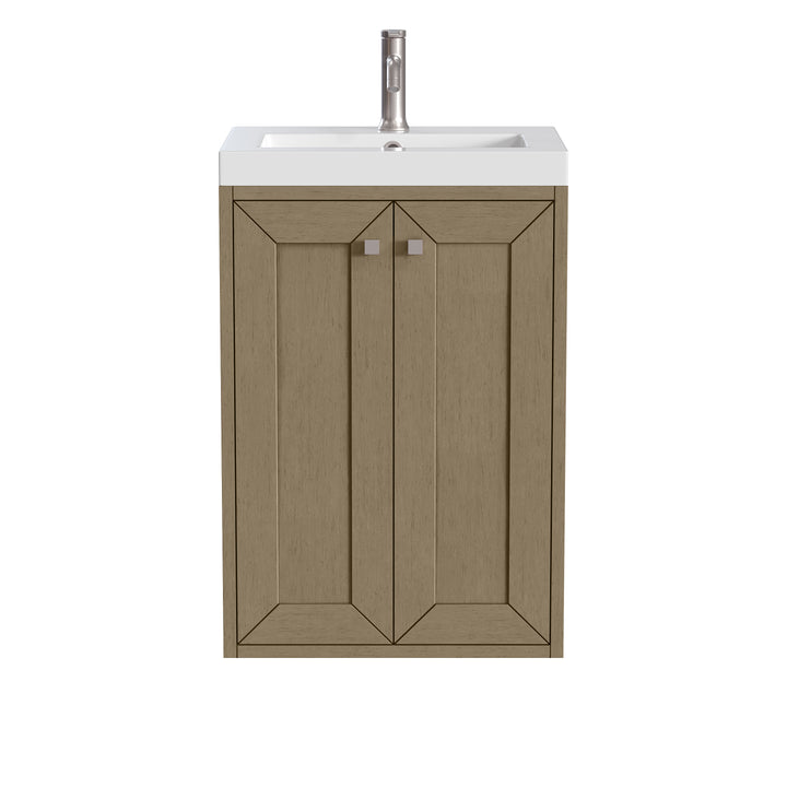 Chianti 20" Single Vanity, Walnut Whisper w/ White Glossy Composite Stone Top