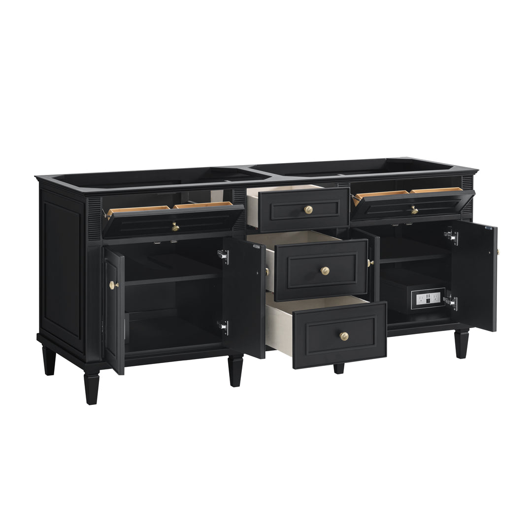 Lorelai 72" Double Vanity, Black Onyx w/ 3 CM White Zeus Silestone Top