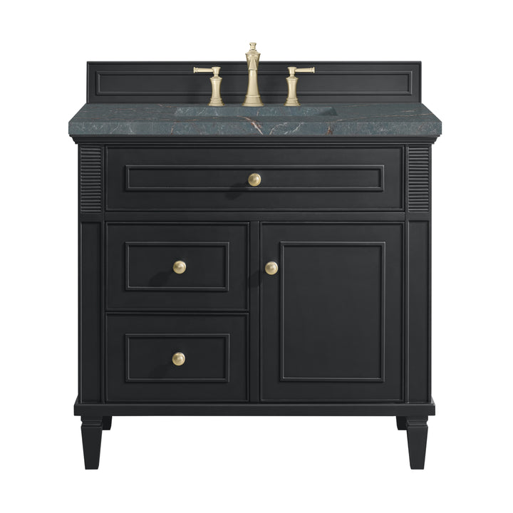 Lorelai 36" Single Vanity, Black Onyx w/ 3 CM Parisien Bleu Silestone Top
