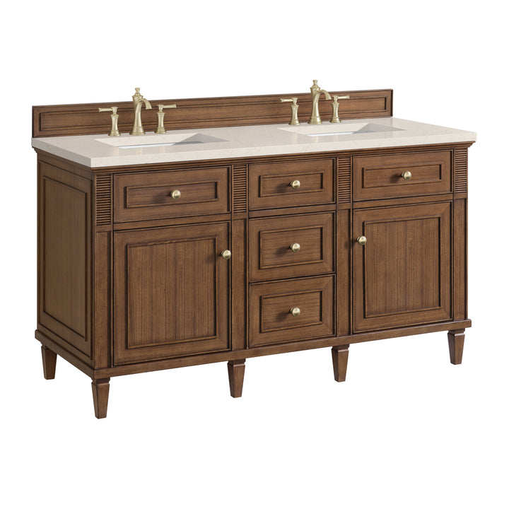 Lorelai 60" Double Vanity, Mid-Century Walnut w/ 3 CM Eternal Marfil Silestone Top
