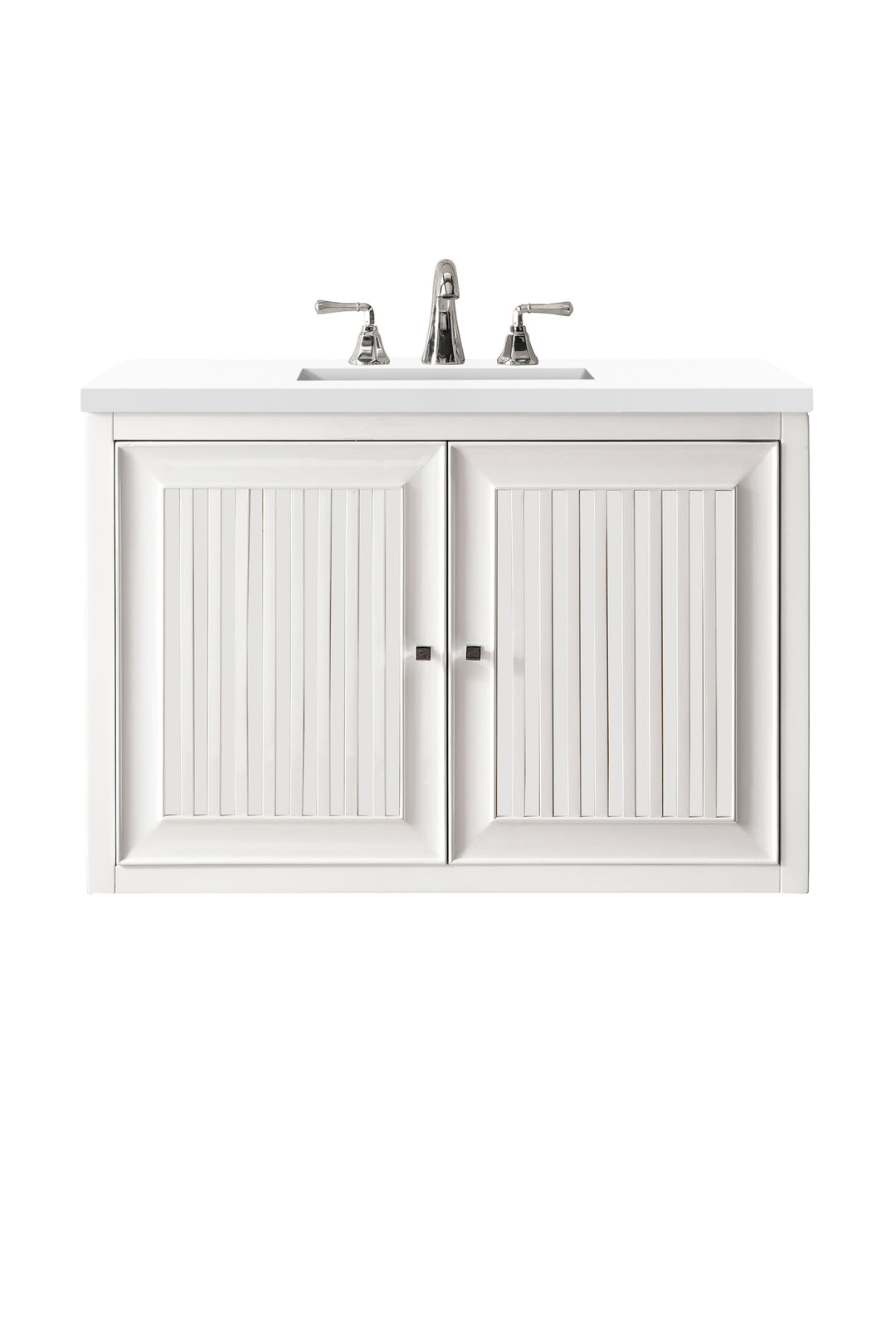 Athens 30" Single Vanity, Glossy White w/ 3 CM White Zeus Silestone Top