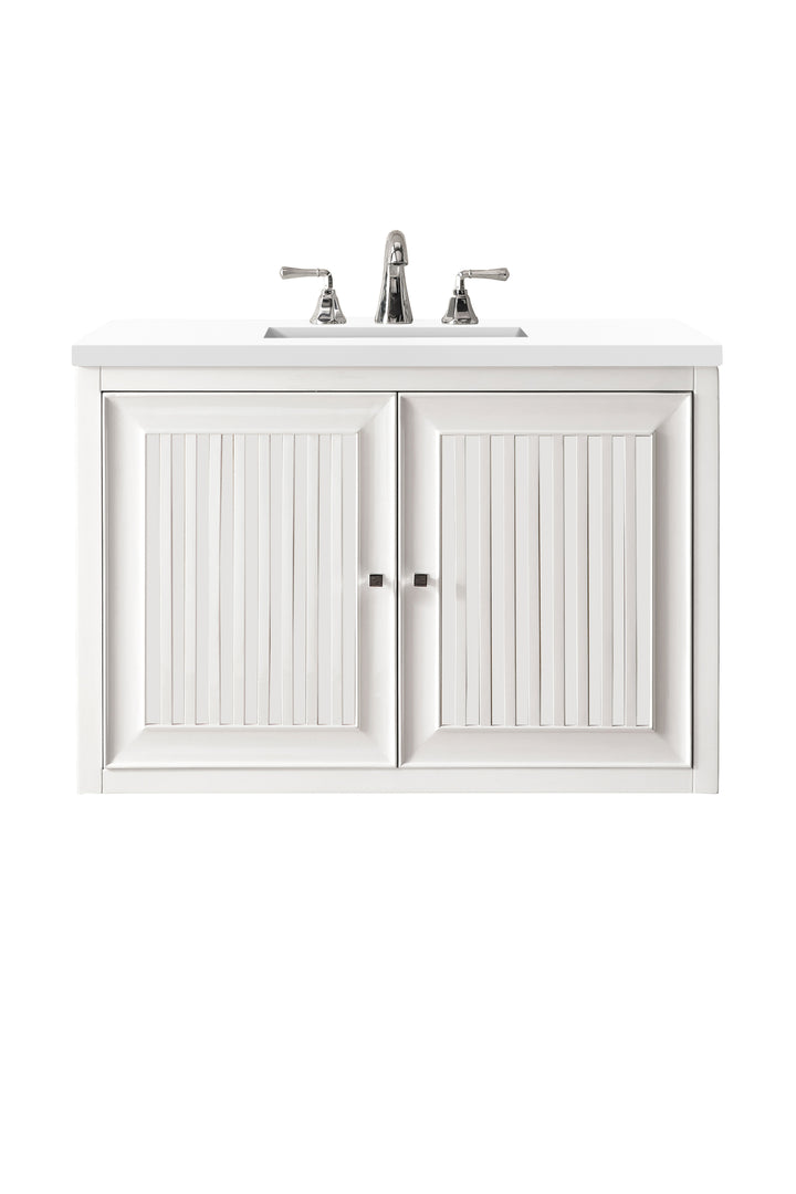 Athens 30" Single Vanity, Glossy White w/ 3 CM White Zeus Silestone Top