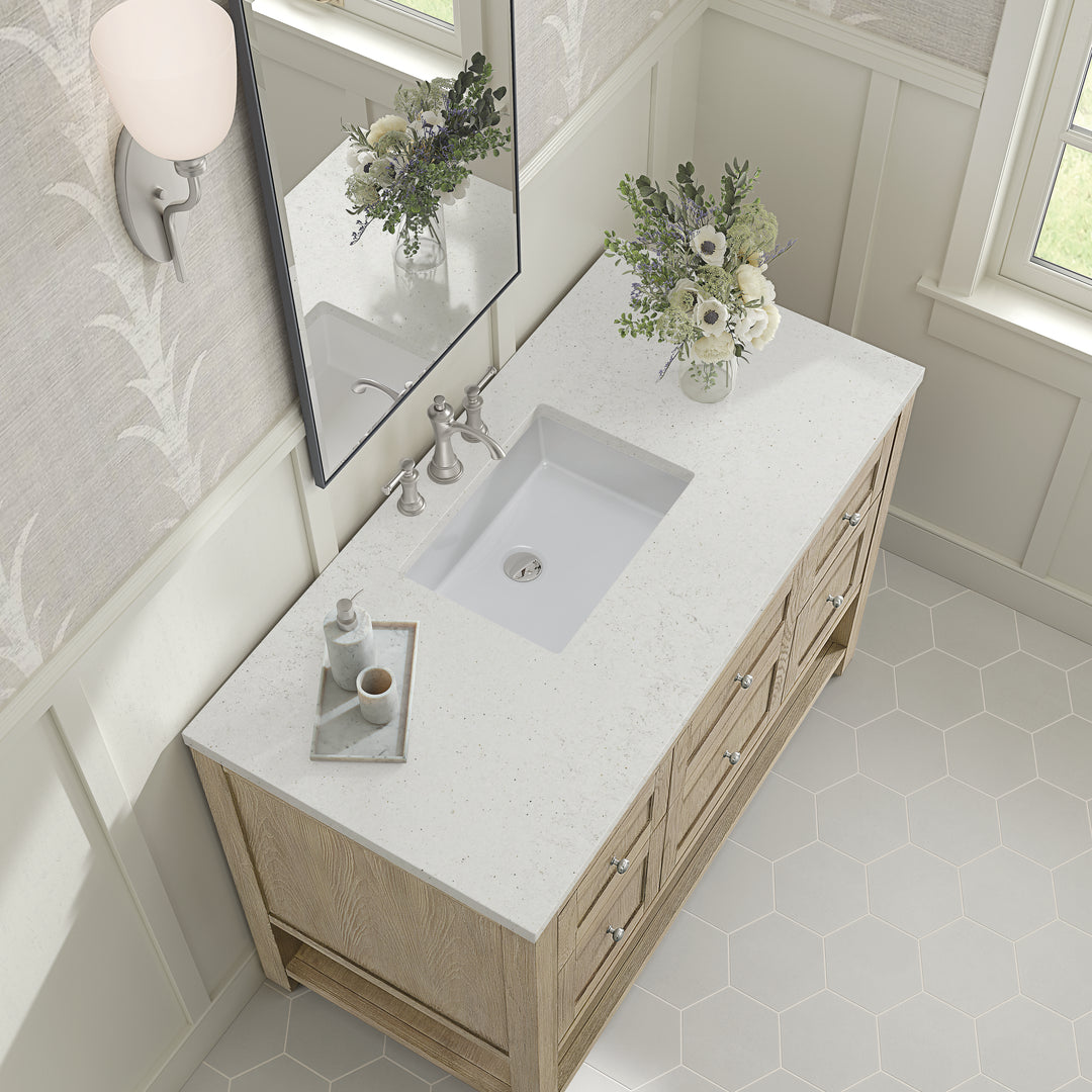 Breckenridge 48" Single Vanity, Whitewashed Oak w/ 3 CM Lime Delight Silestone Top