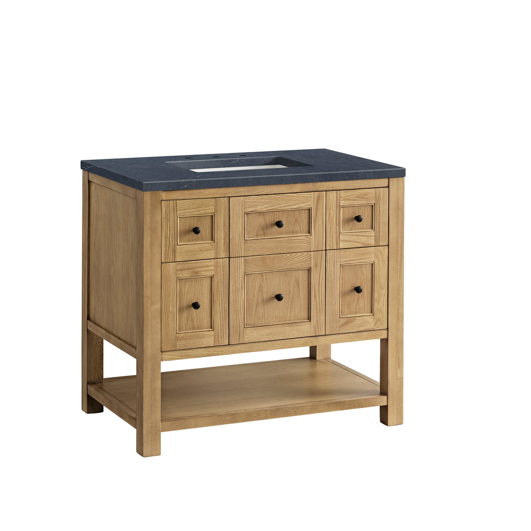 Breckenridge 36" Single Vanity, Light Natural Oak w/ 3 CM Charcoal Soapstone Top