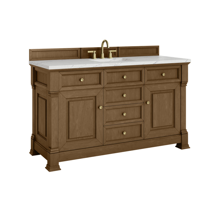 Brookfield 60" Single Vanity, Honey Oak w/ 3 CM Ethereal Noctis Silestone® Top