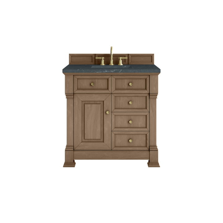 Brookfield 36" Single Vanity, Pecan w/3 CM Charcoal Soapstone Silestone® Top