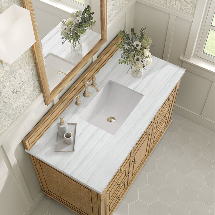 Lorelai 48" Single Vanity, Light Natural Oak w/ 3 CM Arctic Fall Solid Surface Top